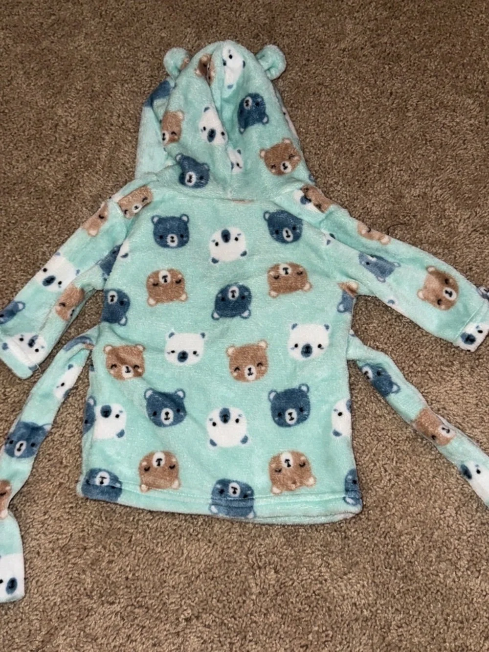 Blue and brown bear print robe size 0-9M